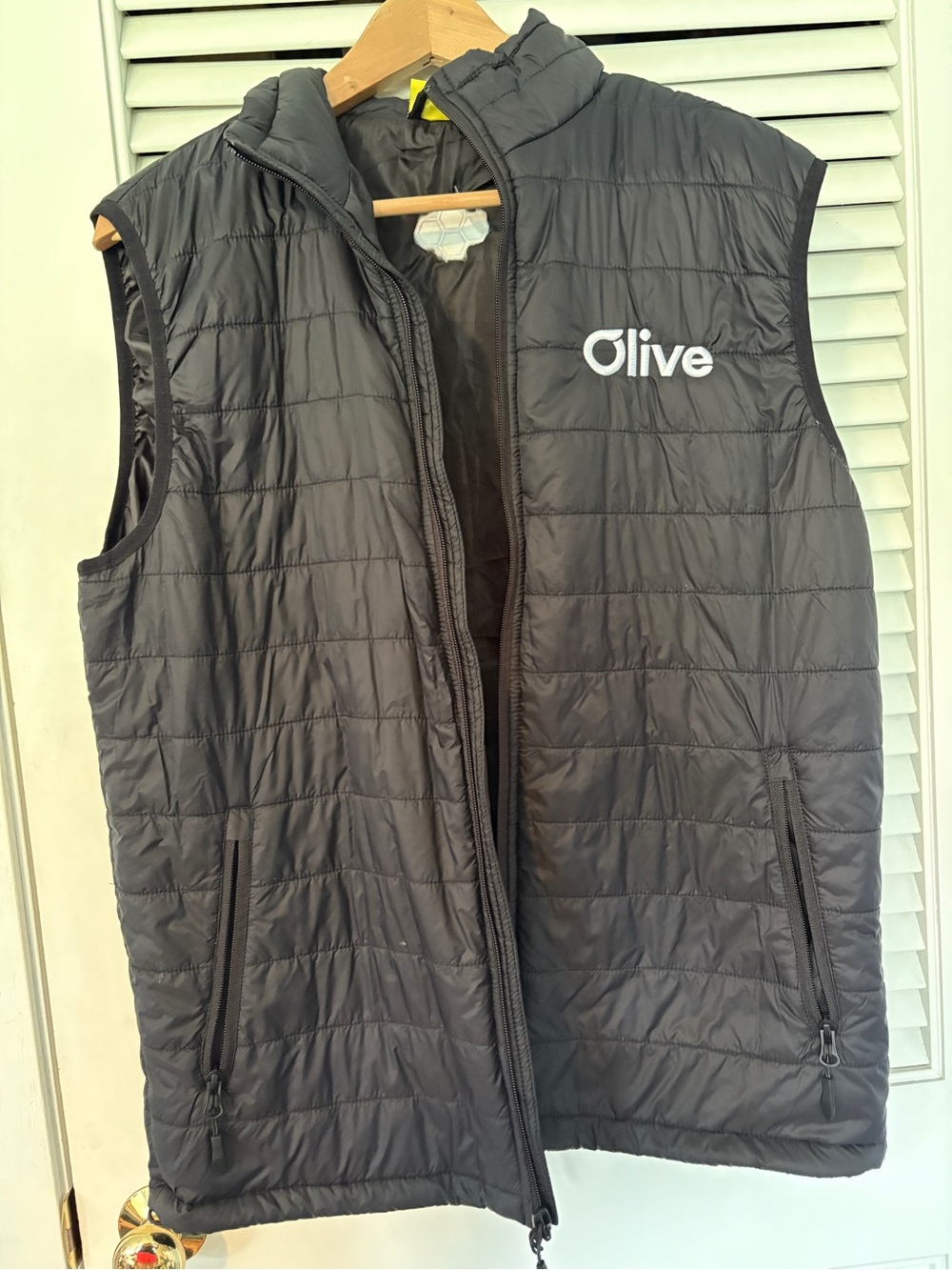 Olive Quilted Sleeveless Puffer Vest - Black
